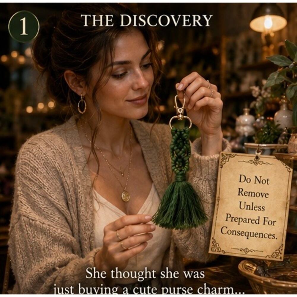 Cursed Forest Prince Purse Charm Boho Green Tassel Bag Charm Keychain